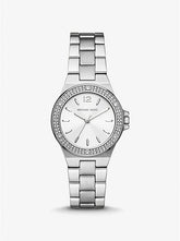 Michael K*rs - Mini Lenn*x Pavé Silver-Tone Watch - MK7280