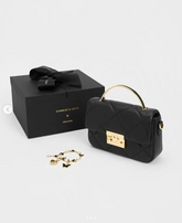 Charles & Ke*th -Quilted top-handle bag - Black with Gift box