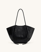 J* PE* - Nal* Wide Weave Texture Tote Bag - Black