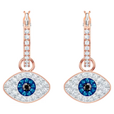 Swar*vski - Symbolica hoop earrings Evil eye, Blue, rose gold finish - 5425857
