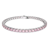 Swar*vski - Matrix Tennis bracelet Round cut, Pink, Rhodium plated - 5648931