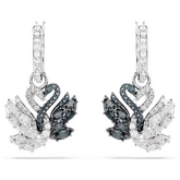 Swar*vski - Swan drop earrings Swan, Black, Mixed metal finish - 5705728