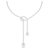 Swar*vski - Matrix Y necklace Crystal pearl, Round cut, White, Rhodium plated - 5692416