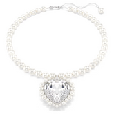 Swar*vski - Arian* Grand* necklace Crystal pearl, Heart cut, Heart, White, Rhodium plated - 5720858
