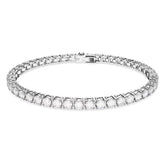 Swar*vski - Matrix Tennis bracelet Round cut, White, Rhodium plated-5648937