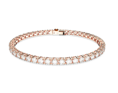 Swar*vski - Matrix Tennis bracelet Round cut, White, Rose gold-tone plated - 5657659