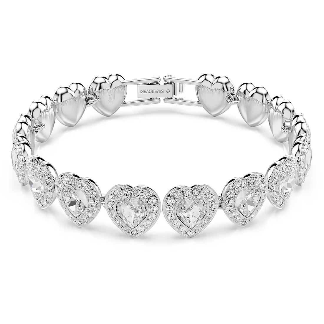 Swar*vski - Tennis bracelet  - Mixed cuts, Heart, White, Rhodium plated-5720860