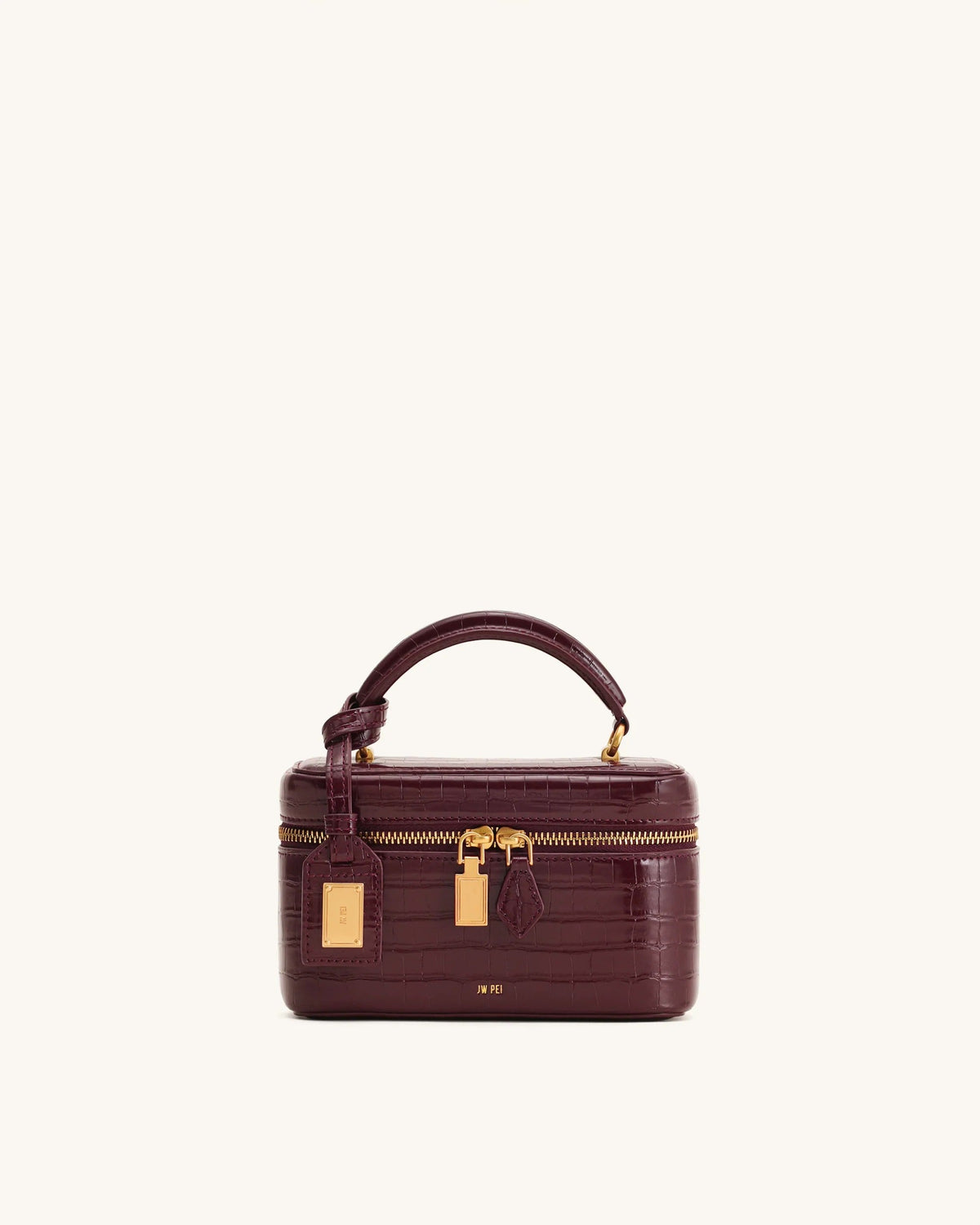 JW P*I - Cleo Box Shape Top Handle Bag - Claret Croc
