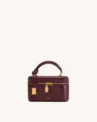 JW P*I - Cleo Box Shape Top Handle Bag - Claret Croc
