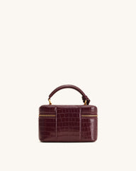 JW P*I - Cleo Box Shape Top Handle Bag - Claret Croc