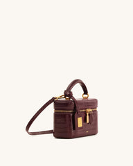 JW P*I - Cleo Box Shape Top Handle Bag - Claret Croc