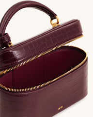 JW P*I - Cleo Box Shape Top Handle Bag - Claret Croc