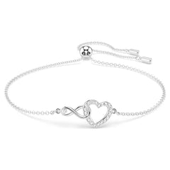 Swar*vski -Infinity bracelet-Infinity and heart, White, Rhodium plated-5524421